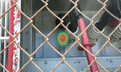 Si2-PRO Acoustic Camera identification of the sound source at the transformer bushing connection.